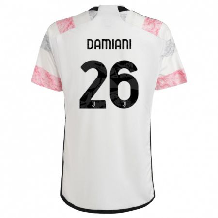 Kandiny Lapset Samuele Damiani #26 Valkoinen Pinkki Vieraspaita 2023/24 Lyhythihainen Paita T-Paita