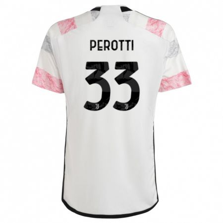 Kandiny Lapset Clemente Perotti #33 Valkoinen Pinkki Vieraspaita 2023/24 Lyhythihainen Paita T-Paita