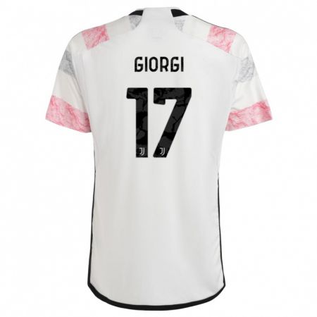 Kandiny Lapset Lorenzo Giorgi #17 Valkoinen Pinkki Vieraspaita 2023/24 Lyhythihainen Paita T-Paita