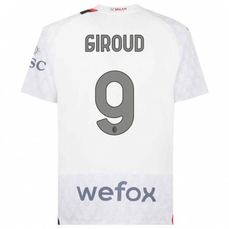 Kandiny Lapset Olivier Giroud #9 Valkoinen Vieraspaita 2023/24 Lyhythihainen Paita T-Paita