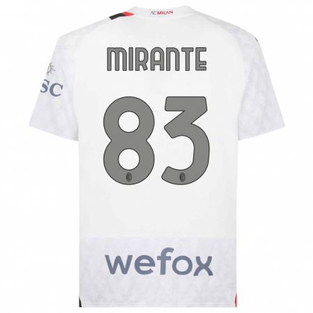 Kandiny Lapset Antonio Mirante #83 Valkoinen Vieraspaita 2023/24 Lyhythihainen Paita T-Paita