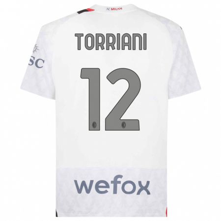 Kandiny Lapset Lorenzo Torriani #12 Valkoinen Vieraspaita 2023/24 Lyhythihainen Paita T-Paita
