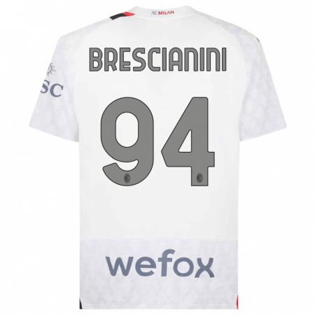 Kandiny Lapset Marco Brescianini #94 Valkoinen Vieraspaita 2023/24 Lyhythihainen Paita T-Paita