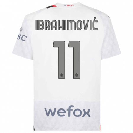 Kandiny Lapset Zlatan Ibrahimovic #11 Valkoinen Vieraspaita 2023/24 Lyhythihainen Paita T-Paita