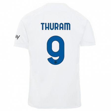 Kandiny Lapset Marcus Thuram #9 Valkoinen Vieraspaita 2023/24 Lyhythihainen Paita T-Paita