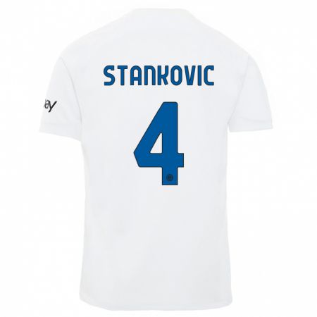 Kandiny Lapset Aleksandar Stankovic #4 Valkoinen Vieraspaita 2023/24 Lyhythihainen Paita T-Paita