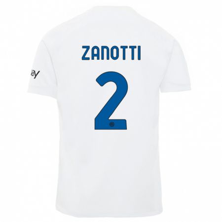 Kandiny Lapset Mattia Zanotti #2 Valkoinen Vieraspaita 2023/24 Lyhythihainen Paita T-Paita