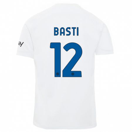 Kandiny Lapset Matteo Basti #12 Valkoinen Vieraspaita 2023/24 Lyhythihainen Paita T-Paita