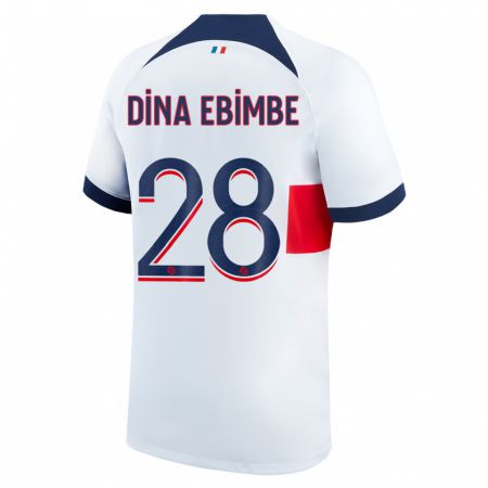 Kandiny Lapset Eric Junior Dina Ebimbe #28 Valkoinen Vieraspaita 2023/24 Lyhythihainen Paita T-Paita