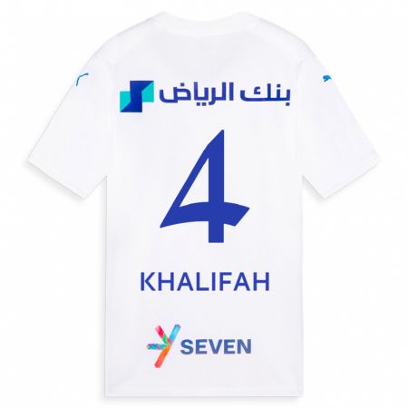 Kandiny Lapset Khalifah Al-Dawsari #4 Valkoinen Vieraspaita 2023/24 Lyhythihainen Paita T-Paita