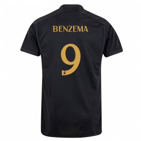 Kandiny Lapset Karim Benzema #9 Musta Kolmas Sarja 2023/24 Lyhythihainen Paita T-Paita