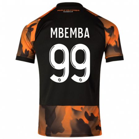 Kandiny Lapset Chancel Mbemba #99 Musta Oranssi Kolmas Sarja 2023/24 Lyhythihainen Paita T-Paita