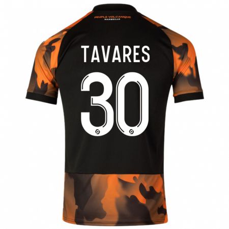 Kandiny Lapset Nuno Tavares #30 Musta Oranssi Kolmas Sarja 2023/24 Lyhythihainen Paita T-Paita