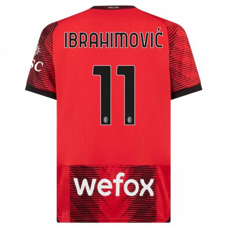 Kandiny Miesten Zlatan Ibrahimovic #11 Punamusta Kotipaita 2023/24 Lyhythihainen Paita T-Paita