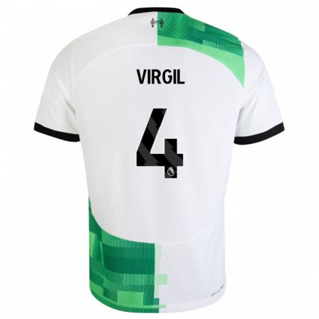 Kandiny Miesten Virgil Van Dijk #4 Valkoinen Vihreä Vieraspaita 2023/24 Lyhythihainen Paita T-Paita