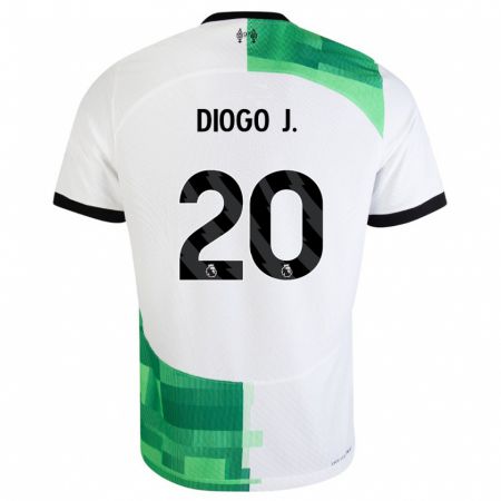 Kandiny Miesten Diogo Jota #20 Valkoinen Vihreä Vieraspaita 2023/24 Lyhythihainen Paita T-Paita