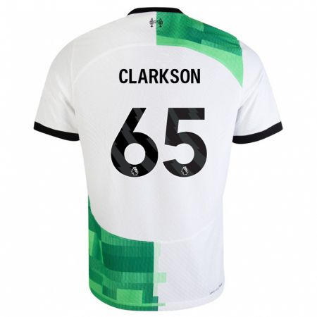 Kandiny Miesten Leighton Clarkson #65 Valkoinen Vihreä Vieraspaita 2023/24 Lyhythihainen Paita T-Paita