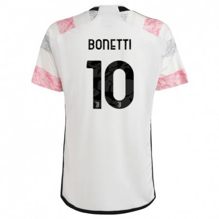 Kandiny Miesten Andrea Bonetti #10 Valkoinen Pinkki Vieraspaita 2023/24 Lyhythihainen Paita T-Paita