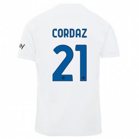 Kandiny Miesten Alex Cordaz #21 Valkoinen Vieraspaita 2023/24 Lyhythihainen Paita T-Paita
