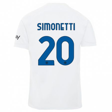 Kandiny Miesten Flaminia Simonetti #20 Valkoinen Vieraspaita 2023/24 Lyhythihainen Paita T-Paita