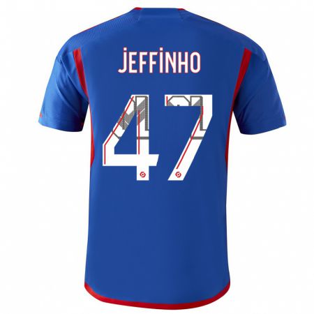 Kandiny Miesten Jeffinho #47 Sininen Punainen Vieraspaita 2023/24 Lyhythihainen Paita T-Paita
