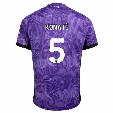 Kandiny Miesten Ibrahima Konaté #5 Violetti Kolmas Sarja 2023/24 Lyhythihainen Paita T-Paita