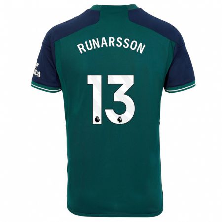 Kandiny Miesten Runar Alex Runarsson #13 Vihreä Kolmas Sarja 2023/24 Lyhythihainen Paita T-Paita