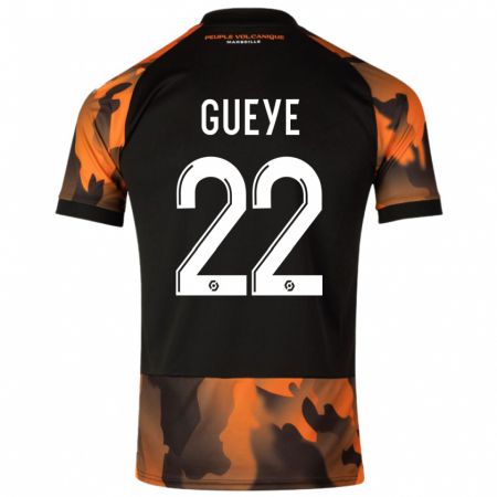 Kandiny Miesten Pape Gueye #22 Musta Oranssi Kolmas Sarja 2023/24 Lyhythihainen Paita T-Paita