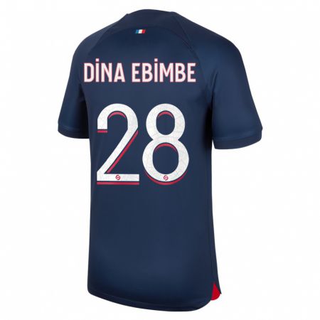 Kandiny Naisten Eric Junior Dina Ebimbe #28 Sininen Punainen Kotipaita 2023/24 Lyhythihainen Paita T-Paita