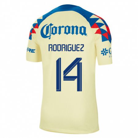 Kandiny Naisten Monica Rodriguez #14 Keltainen Kotipaita 2023/24 Lyhythihainen Paita T-Paita