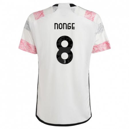 Kandiny Naisten Joseph Nonge #8 Valkoinen Pinkki Vieraspaita 2023/24 Lyhythihainen Paita T-Paita
