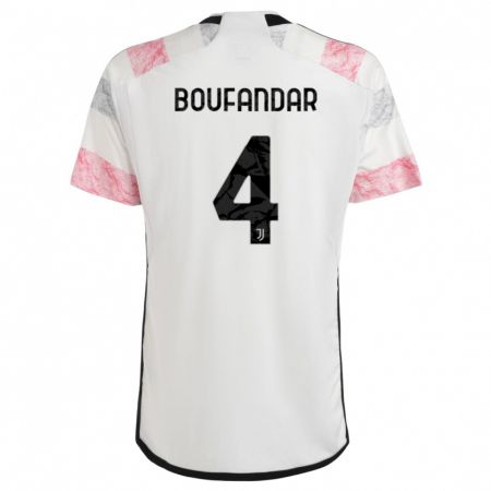 Kandiny Naisten Adam Boufandar #4 Valkoinen Pinkki Vieraspaita 2023/24 Lyhythihainen Paita T-Paita