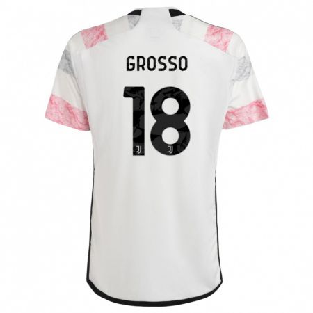 Kandiny Naisten Filippo Grosso #18 Valkoinen Pinkki Vieraspaita 2023/24 Lyhythihainen Paita T-Paita