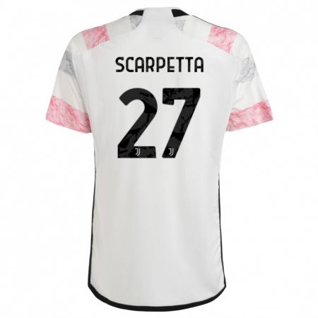 Kandiny Naisten Jacopo Scarpetta #27 Valkoinen Pinkki Vieraspaita 2023/24 Lyhythihainen Paita T-Paita