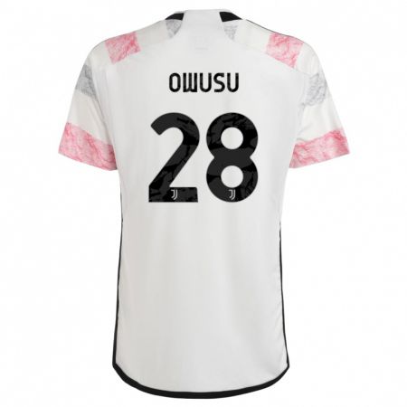 Kandiny Naisten Augusto Owusu #28 Valkoinen Pinkki Vieraspaita 2023/24 Lyhythihainen Paita T-Paita