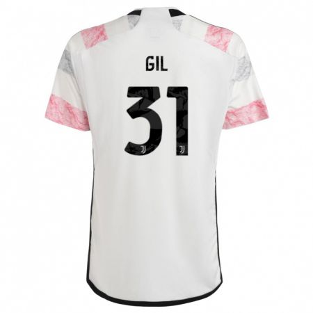 Kandiny Naisten Javier Gil #31 Valkoinen Pinkki Vieraspaita 2023/24 Lyhythihainen Paita T-Paita
