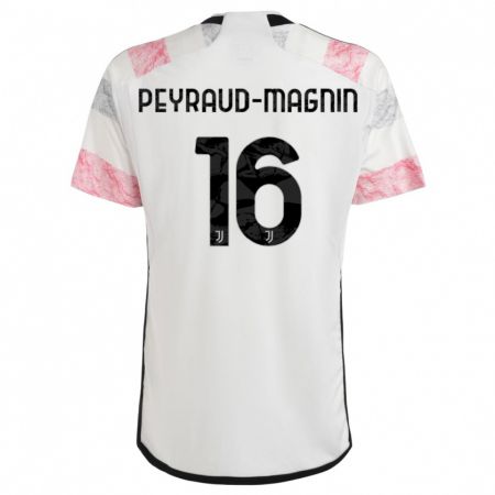 Kandiny Naisten Pauline Peyraud-Magnin #16 Valkoinen Pinkki Vieraspaita 2023/24 Lyhythihainen Paita T-Paita