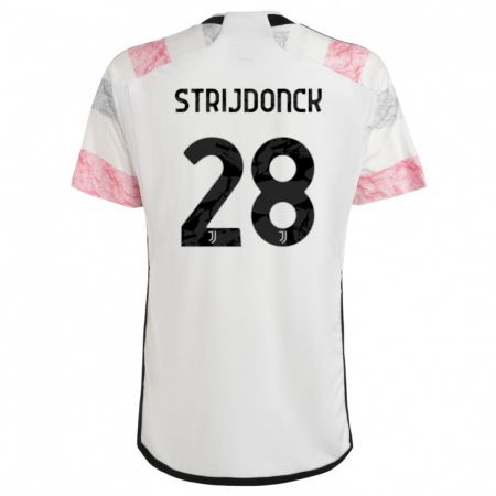 Kandiny Naisten Bayron Strijdonck #28 Valkoinen Pinkki Vieraspaita 2023/24 Lyhythihainen Paita T-Paita