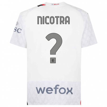 Kandiny Naisten Riccardo Nicotra #0 Valkoinen Vieraspaita 2023/24 Lyhythihainen Paita T-Paita