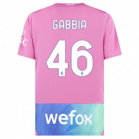 Kandiny Naisten Matteo Gabbia #46 Vaaleanpunainen Violetti Kolmas Sarja 2023/24 Lyhythihainen Paita T-Paita