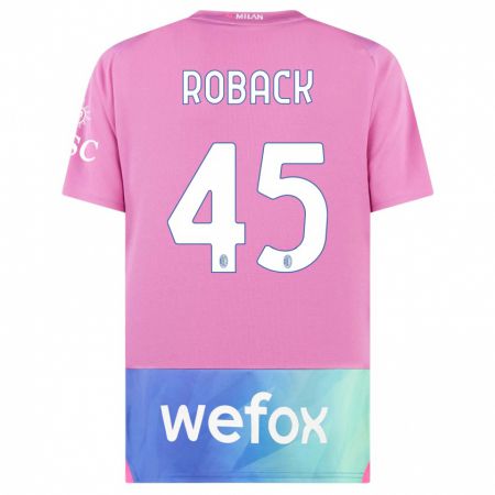 Kandiny Naisten Emil Roback #45 Vaaleanpunainen Violetti Kolmas Sarja 2023/24 Lyhythihainen Paita T-Paita