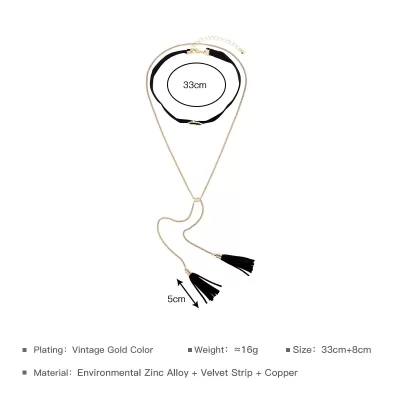 Kandiny - Fringed double velvet Necklace