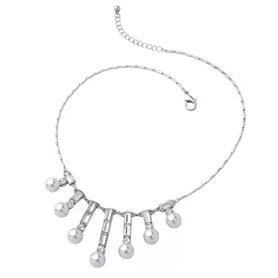 Kandiny - Simple and fresh alloy geometric diamond pearl Necklace