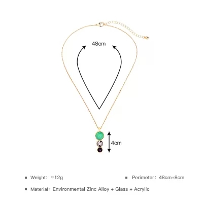 Kandiny - Wholesale simple crystal round pendant short clavicle Necklace