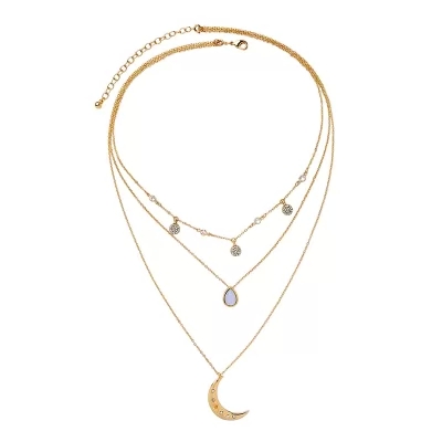 Kandiny - Temperament Multilayer Pendant Moon Diamond Necklace