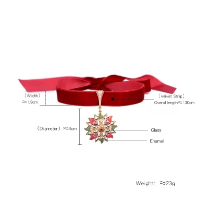 Kandiny - Red ribbon hollow pendant Necklace 01376