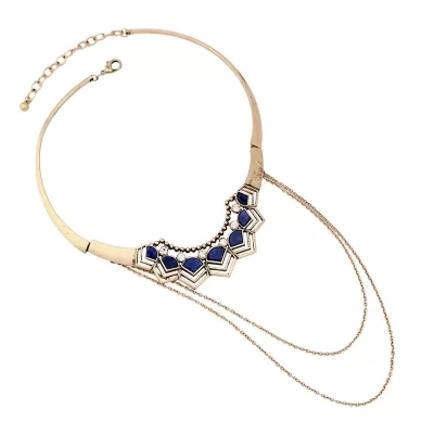 Kandiny - Geometric multilayer natural stone ladies short Necklace