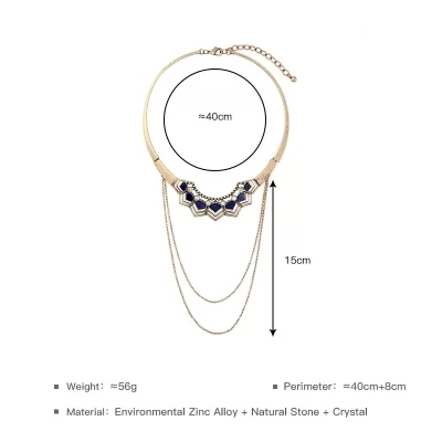 Kandiny - Geometric multilayer natural stone ladies short Necklace