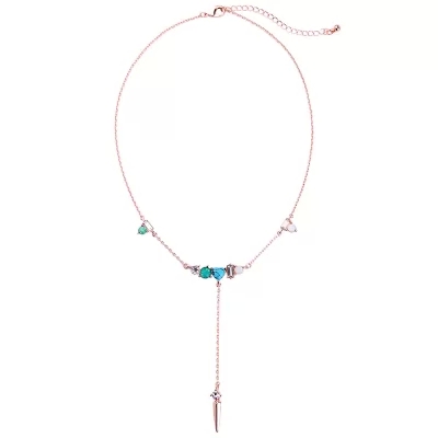 Kandiny - Crystal turquoise rivet pendant simple Necklace