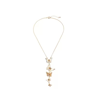 Kandiny - Golden butterfly pendant wish explosion Necklace